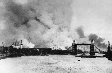 Tower Bridge during the blitz